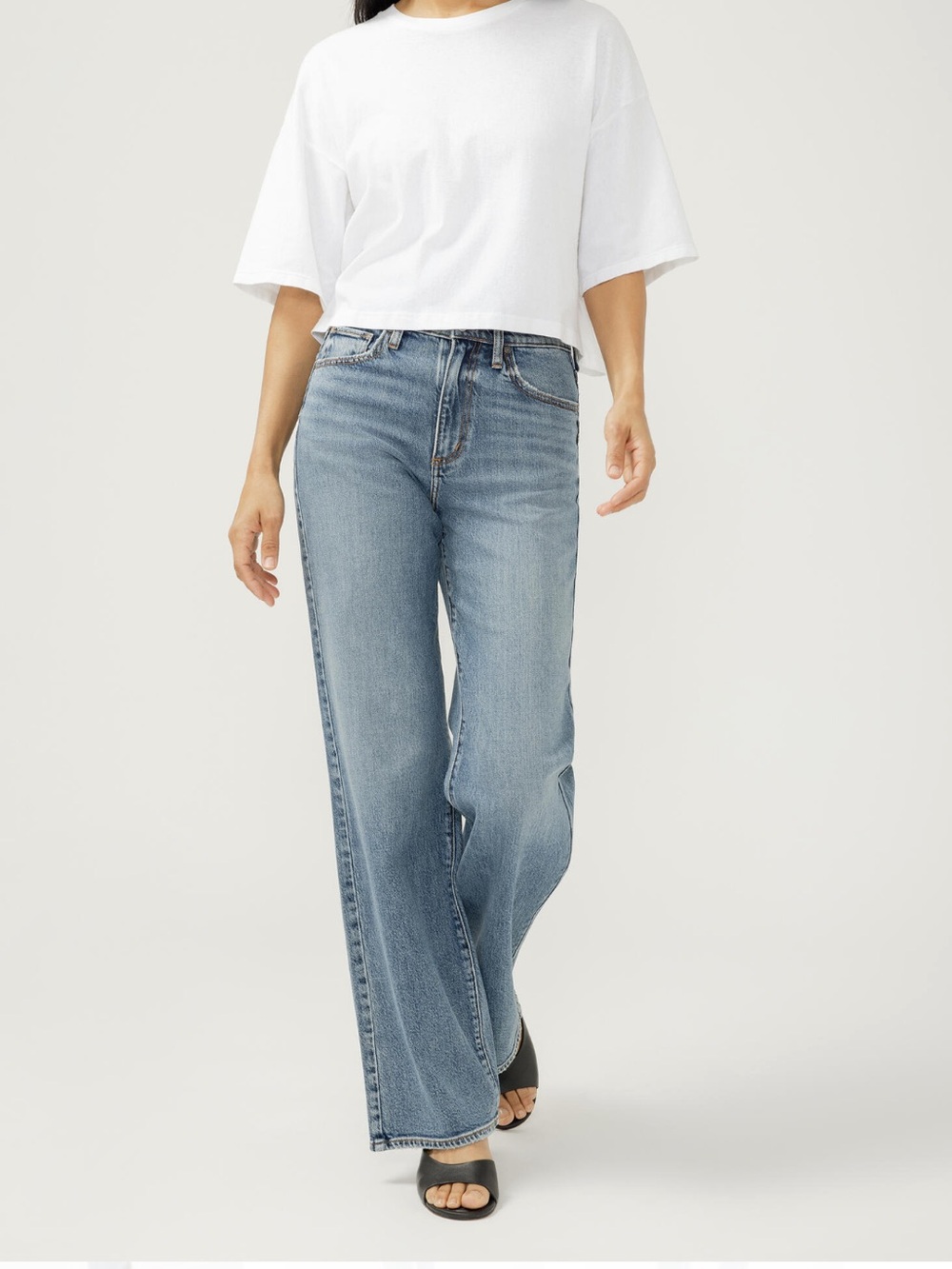Silver Jeans Highly Desirable Trouser Wide Leg High Rise Stretch Light wash 26